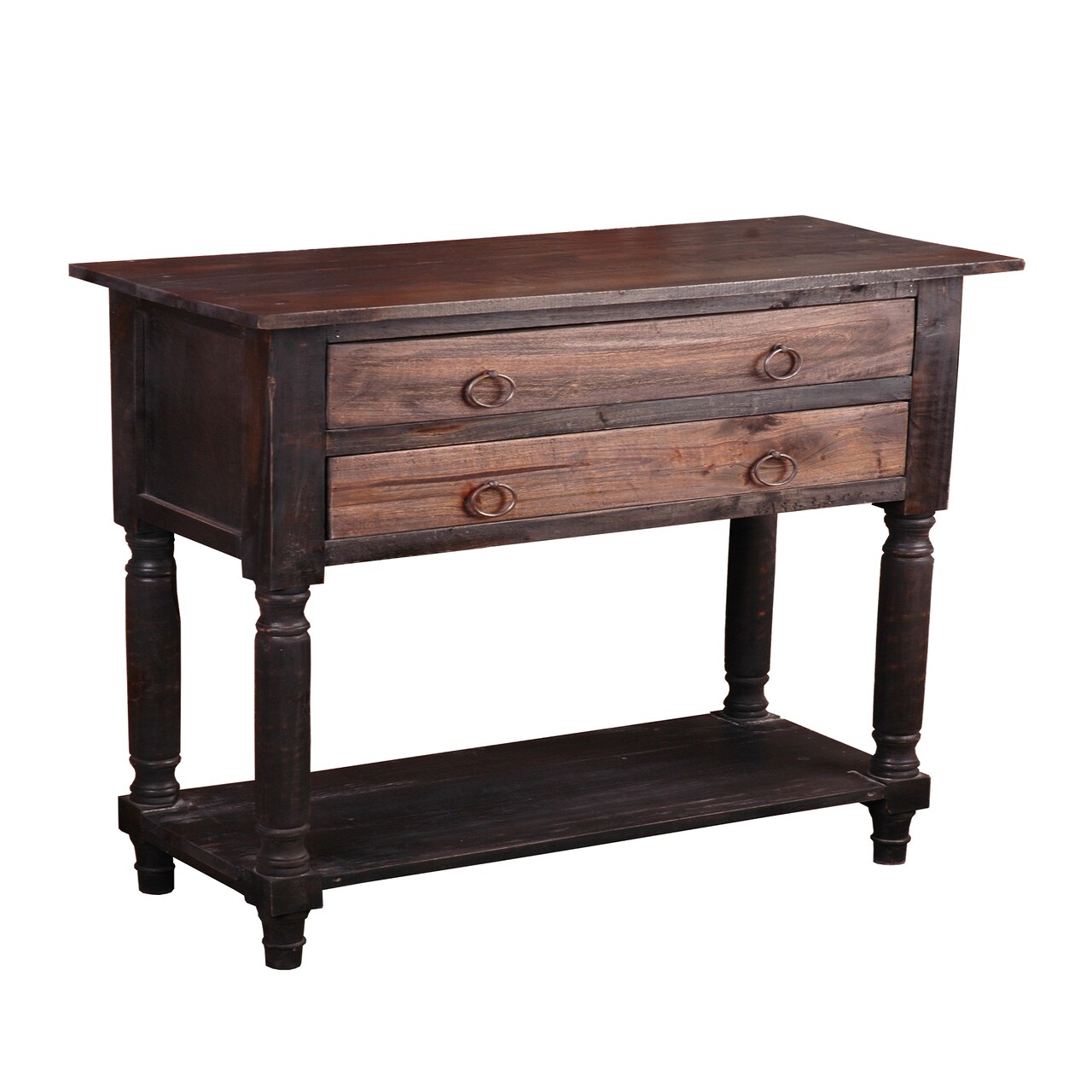 The Hamptons Collection 32.5” Brown Cottage Stacked Drawer Storage Table
